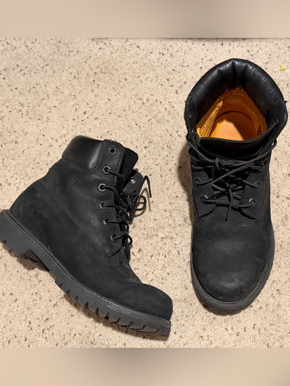 Timberland Women's Black Lace-Up Boots with Orange Interior